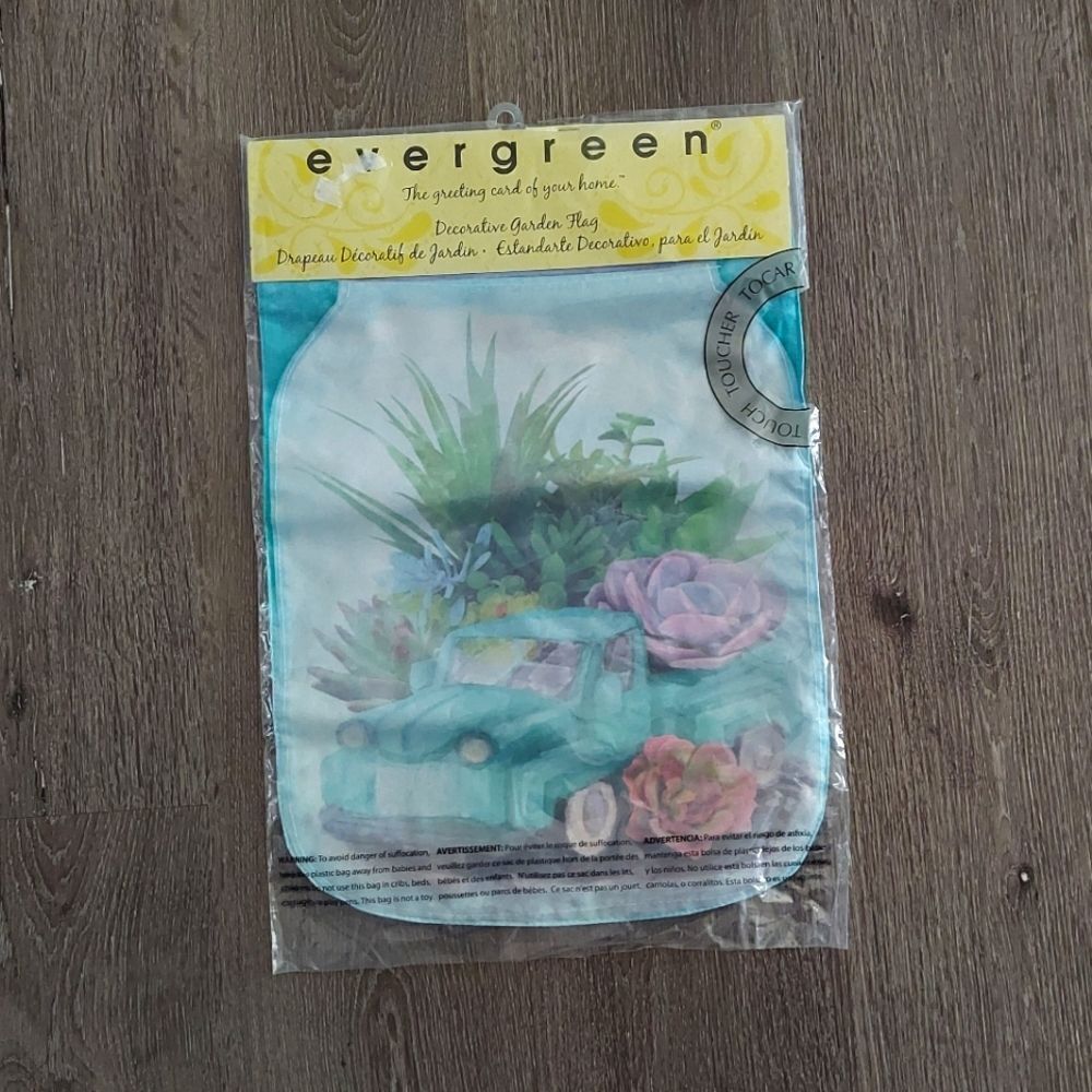 Evergreen Decorative Garden Flag - Pick Up Truck Flowers 17" × 12.5"